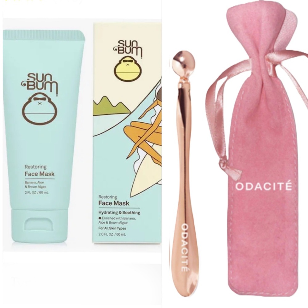 Sun Bum Restoring Face Mask + Odacité Acupressure Tool Self-Care Duo NWT
